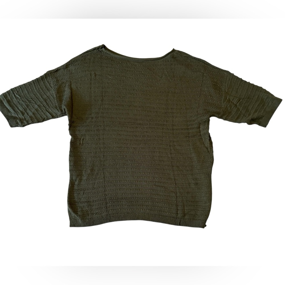 Olive Green Women's Knit Sweater Sz-Large Soft Stretch Comfort Casual Side Vents